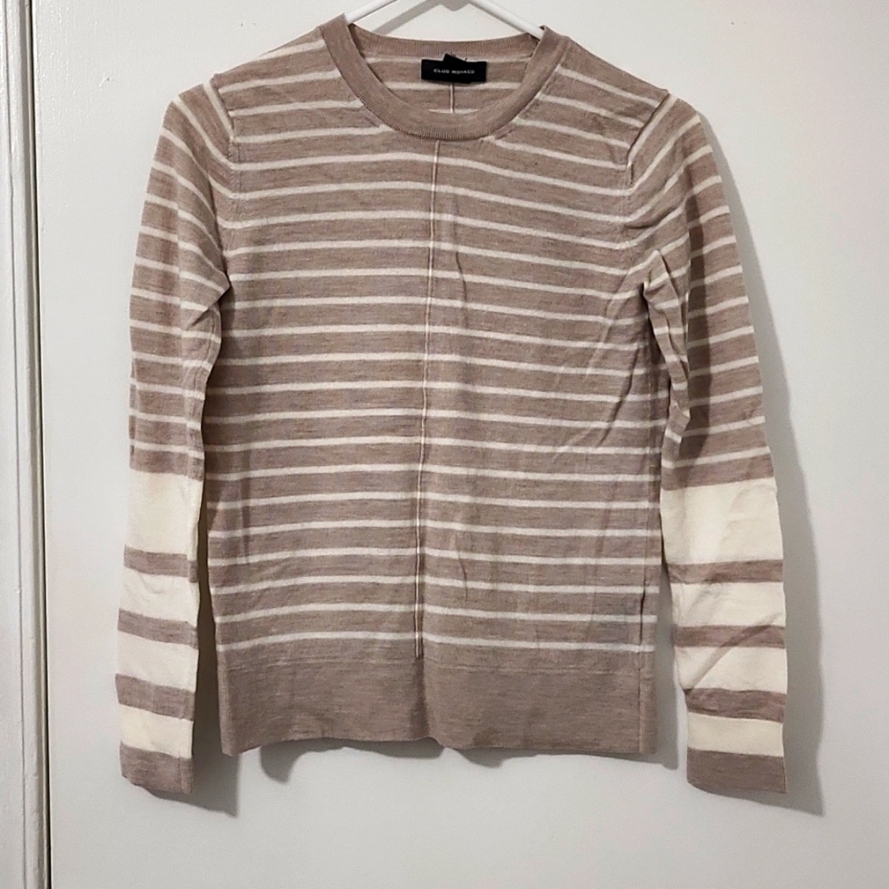 Club Monaco Striped Sweater Light Brown